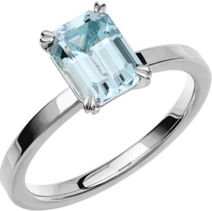 <b>Emerald</b> Cut Blue Topaz 14k Gold Plated Sterling <b>Silver</b> Luxury Elegant Gemstone Engagement Wedding <b>Ring</b> Women Bridal Anniversary - Product Image 5
