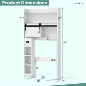 Mobiletto Moderno Bianco per Bagno, Ecologico in MDF con PVC e Metallo, Salvaspazio per Bagno o Soggiorno, Ideale per Hotel - Product Image 3