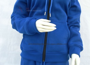 Ensemble de survêtement streetwear pour femme bleu royal, 2 pièces, poches latérales, coupe régulière, polaire premium, fermeture à cordon, 100% - Product Image 3