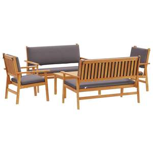 5-Piece Brown Solid Acacia Wood Garden <b>Sofa</b> <b>Set</b> - Product Image 2