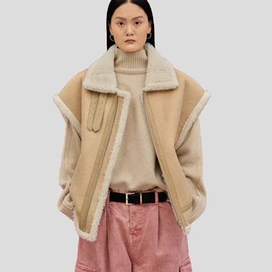 Chaleco de Piel de Oveja de Primera Calidad para Mujer, Chaleco de Piel Auténtica con Forro de Lana de Camello, Chaleco Grueso de Piel - Product Image 1
