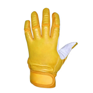 Gants de frappe de baseball SAAR INDUSTRIES antidérapants en cuir Cabretta jaune et blanc, fermeture auto-agrippante, ambidextres, anti-transpiration - Product Image 4