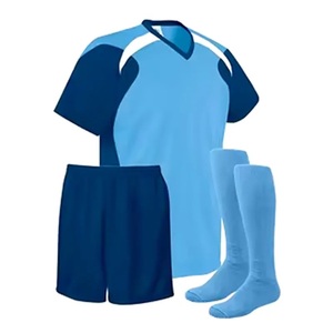 Conjunto Deportivo de Fútbol Unisex para Adultos, Camiseta Azul de Poliéster Transpirable, Pantalones Cortos y Calcetines - Product Image 1