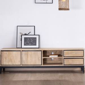 Mueble TV Vandana Silver Spirit bicolor de madera de mango con puertas, nichos y cajones Bocca 180 cm - Product Image 3