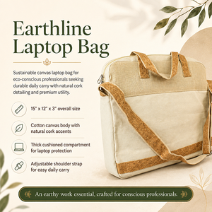 Bolso bandolera para portátil de lona de 15 pulgadas hecho a mano |   Funda para MacBook Ecológica, Acolchada y Resistente a Impactos |   Bolso de Trabajo Profesional de Corcho para Hombre - Product Image 6
