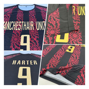 Uniforme de Fútbol Personalizado Sublimado en Negro, Dorado y Rojo Vegas, Jersey de Calidad Profesional, Equipación de Fútbol Transpirable - Product Image 5