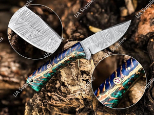 มีด EDC ใบมีดเหล็กดามัสกัสคมกริบ ด้ามจับรูปทรงกรวยสน จับถนัดมือ ขนาด 8 นิ้ว ขายดี - Product Image 4