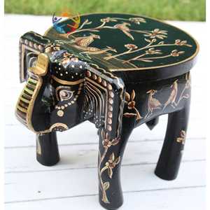 Taburete de elefante de madera hecho a mano objeto decorativo por INDIAN CRAFTS STORE - Product Image 3