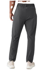 กางเกงยืดผ้าแคนวาสสีล้วนสำหรับผู้ชาย, กางเกงกีฬาลำลองขาตรงเอวหลวมสีทึบระบายอากาศได้สวมใส่สบาย - Product Image 6