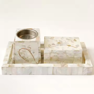 Juego de Quemadores de Incienso Clásicos con Incrustaciones de Madreperla y Bandeja, Duraderos y Ecológicos, para Eid Mubarak y Mubkhar - Product Image 1