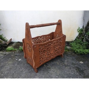 Wholesale Aqudus Saleem Vintage-Style Rectangle Sheesham Wood Magazine Rack-Unique Handcrafted Eco-friendly Durable Home Decor - Product Image 4