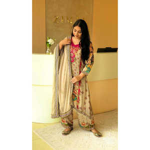 Women's Fancy Suit <b>Set</b> with Beautiful Digital Print and Real <b>Mirror</b> Hand Work - Product Image 2