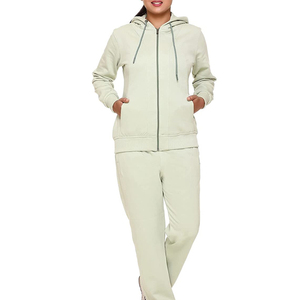 Survêtements pour femmes à prix abordable, taille personnalisée, pour le streetwear, vente chaude, en molleton de coton, couleur unie, ensemble de survêtements zippés pour femmes - Product Image 5