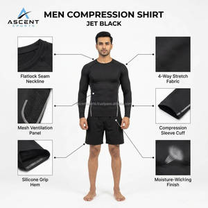 Athletic <b>Compression</b> <b>Shirt</b> for <b>Men</b> Long Sleeve Sports Base Layer Moisture Wicking Gym Workout Running Fitness Wear Custom OEM - Product Image 6