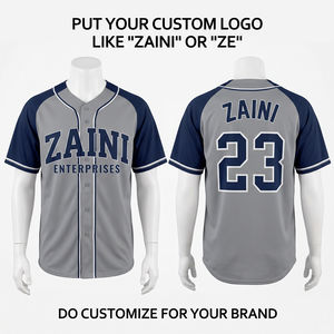 Maillots de baseball personnalisés ZAINI 100% polyester, respirants, à séchage rapide, antibactériens, personnalisables avec le nom du joueur, unisexes, pour le sport - Product Image 1