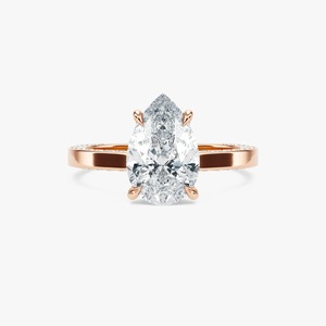 Anillo de compromiso nupcial de oro de 14 quilates con diamante de laboratorio de 3.60 CTW en forma de pera con halo oculto y banda pavé - Product Image 5