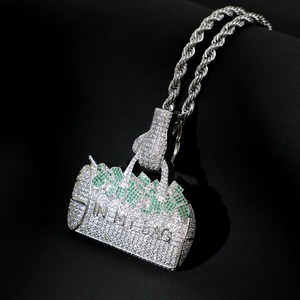 Collier pendentif sac à monnaie pour homme Iced Out / Pendentif sac à monnaie 3D micro-pavé, bijoux HipHop, pendentif sac à monnaie en diamant Moissanite - Product Image 1