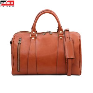 Sac de voyage sophistiqué en cuir véritable, sac de voyage classique marron - Product Image 1