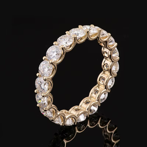 Anillo de Eternidad con Moissanita de Corte Redondo, Anillo de Diamantes de Eternidad Completa en Oro, Anillo de Boda para Mujer, Apilable - Product Image 5