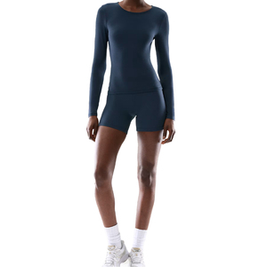 Camiseta de yoga de manga larga de secado rápido para mujer, personalizada al por mayor, para fitness, gimnasio, atlética, ajustada, OEM, frontal - Product Image 4