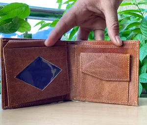 Exclusive Custom Fashion Leather Wallet Men Premium Quality Leather Regular Wallet Purse Money <b>Id</b> Card <b>Holder</b> Branded Wallet Set - Product Image 2