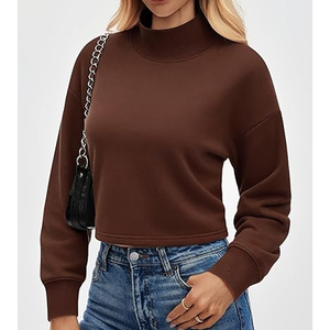 Sudadera con Cuello Vectorial para Mujer, Corte Estándar, Peso Medio, Tejido de Algodón y Poliéster, Sudadera Deportiva para Correr, Cuello Alto Simulado - Product Image 3