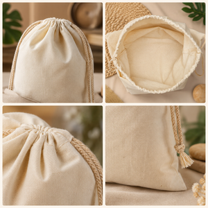 Pochette classique en mousseline de coton |   Sac d'emballage cadeau réutilisable avec cordon de serrage, étui de rangement écologique, vente en gros, sacs personnalisés avec logo - Product Image 2