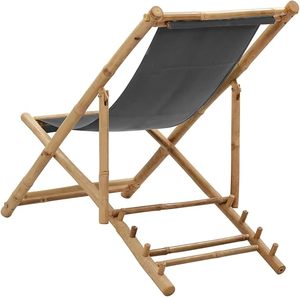 Chaise longue en bambou pliable et réglable pour la plage, avec siège en toile résistant aux intempéries, mobilier de relaxation pour l'extérieur et l'intérieur, vente en gros, OEM - Product Image 4