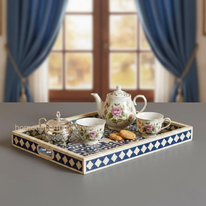 Direct Factory Price Luxury High Quality Indian Handmade Bone Inlay Tray Serving Tray for Home or Hotel - Product Image 1