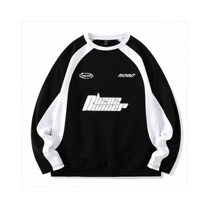 Sweat-shirt à col rond pour homme en polyester/coton noir, coupe classique, couleur unie, décontracté, respirant, printemps - Product Image 2