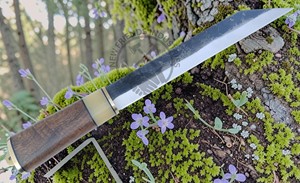 Couteau Viking Seax en acier à haute teneur en carbone forgé à la main, lame de 12 pouces, manche en bois de noyer avec embout en laiton, meilleur couteau sax médiéval pour collectionneur - Product Image 2