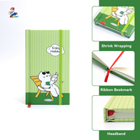 Carnet à couverture rigide avec impression de chat de dessin animé personnalisé, journal vierge A5 avec sangle élastique, papier de qualité supérieure pour l'écriture quotidienne