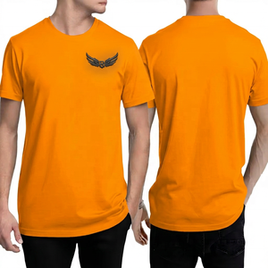 Camiseta Negra de Manga Corta para Hombre con Logotipo de Ala Bordado, Cuello Redondo, Estilo Casual - Product Image 2