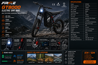 Moto électrique tout-terrain GT EBike 1500W 48V30A en alliage d'aluminium 19 pouces, frein à disque, 7 vitesses, suspension à ressort, écran LCD, 60 km/h, 50 km d'autonomie, IP65, LED