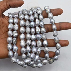 Perles d'eau douce naturelles de couleur grise de 8 mm, 10 mm, 12 mm, 14 mm, forme irrégulière, perles rondes, collier de perles véritable, nouveaux produits tendance - Product Image 2