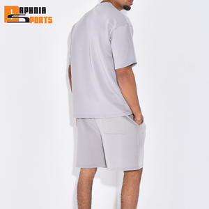 Custom <b>Men's</b> Summer Casual Two Piece Set Plain Bamboo Fiber <b>Short</b> Sleeve T-Shirt <b>Shorts</b> Breathable Knitted Fabric <b>for</b> Daily Wear - Product Image 5