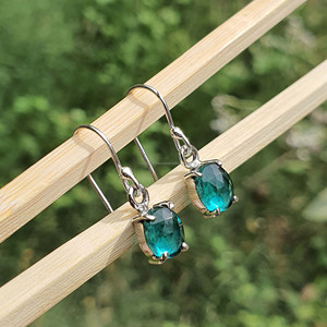 Wholesale 925 Sterling Silver <b>Earrings</b> Handmade Minimalist Oval Apatite Green Gold for Weddings Fine <b>Piercing</b> Jewelry - Product Image 3