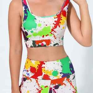 2 Pcs Reversible Solid Adult Size Yoga Sets Sports Bra Mid Waist Breathable Elastic Waist Workout Fitness Were - Product Image 5