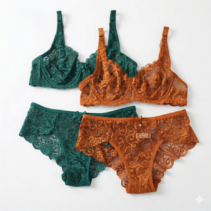 Ensemble soutien-gorge sexy en dentelle florale sans bretelles pour femme, avec bonnets 3/4 ultra-fins, sans rembourrage, à armatures et effet push-up - Product Image 5