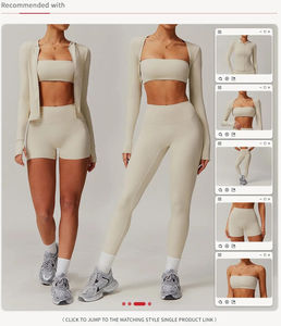 ชุดออกกำลังกายและชุดลำลองสำหรับผู้หญิง 3 ชิ้น ระบายอากาศได้ดี เอวยางยืด ลายเรียบ น้ำหนักเบา เหมาะสำหรับออกกำลังกาย - Product Image 2