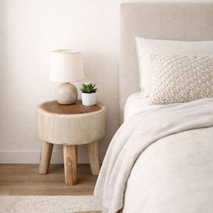 Tabouret rustique en rondins de bois de Suar naturel, fait main, écologique, durable, pour salon et jardin moderne - Product Image 3