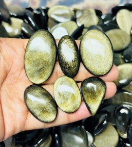 Obsidiana Dorada Brillante de Formas Mixtas, Grado AAA, Obsidiana Dorada Natural Lisa, Cabujón de Piedra Preciosa Suelta para la Elaboración de Joyería de Lujo - Product Image 2