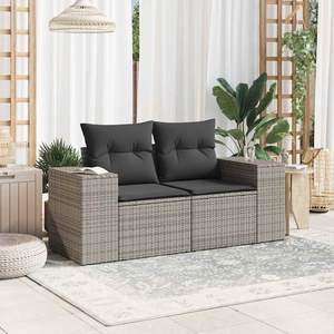Sofá de Jardín de Ratán PE Gris con Patas Ajustables Medianas, Muebles de Exterior Cómodos y Elegantes - Product Image 3