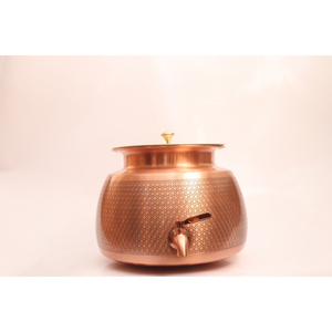Distributeur d'eau artisanal en cuivre pur avec robinet en laiton anti-fuite, réservoir de stockage d'eau traditionnel ayurvédique Matka pour la maison et le bureau - Product Image 2