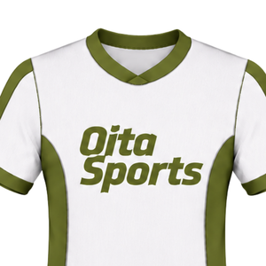 Camiseta de Rugby Blanca y Verde Oliva, Manga Corta, Cuello en V, Uniforme de Equipo Personalizado, Transpirable, para Entrenamiento Deportivo - Product Image 3