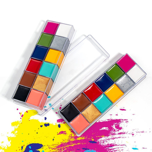 พาเลทสีทาหน้าและผิวกายแบบครีมสูตรน้ำมัน 12 สี เนื้อแมตต์และชิมเมอร์ สีสันสดใสสำหรับแต่งหน้าฮาโลวีน คอสเพลย์ และการแสดงบนเวที - Product Image 2