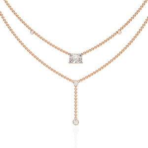 Classic Minimalist Radiant Cut Lab Grown Diamond Chain <b>Necklace</b> 14K Solid Gold and Lab Grown Diamond With Neckwear Chain - Product Image 5