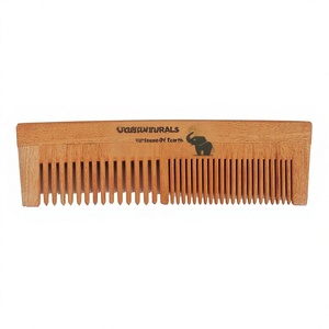 Vedela Natural Neem Wood Long Handle Moon <b>Comb</b> Anti-Static Anti-Hair Loss Dedusting Roller Hair Care Tool Smooth Hair Hotel Use - Product Image 1