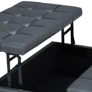 Tavolino da Caffè Harrison in Grigio Pietra con Contenitore, Eleganti Sgabelli e Pouf - Product Image 2