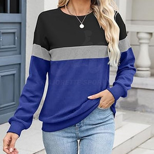 Sweat-shirts pour femmes élégants avec contraste de couleurs, coupe ample, style streetwear hip-hop, sweat-shirt à panneaux colorés pour femmes - Product Image 4